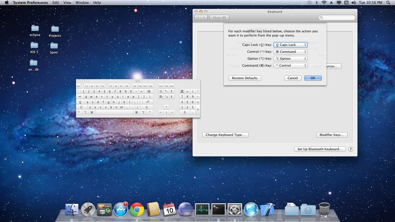 screenshot of keyboard preferences