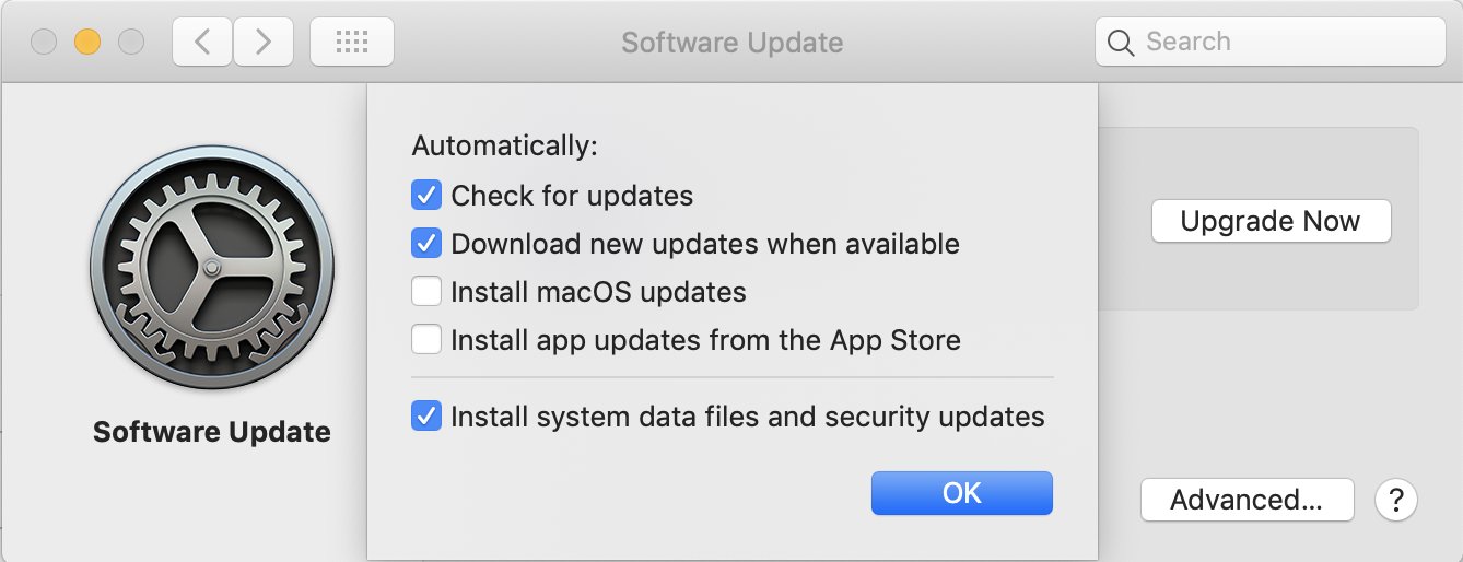 advanced settings of macos mojave software update panel