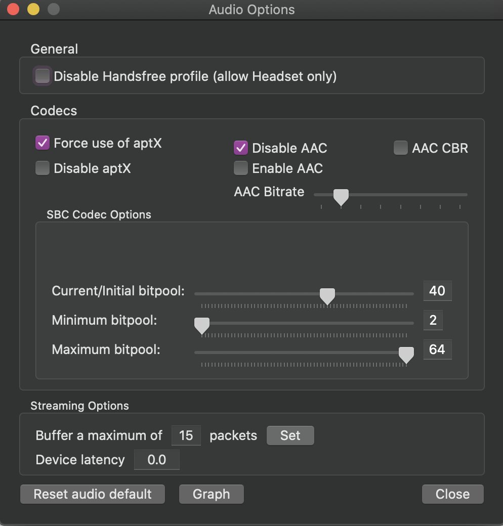 Bluetooth Explorer - Audio Options