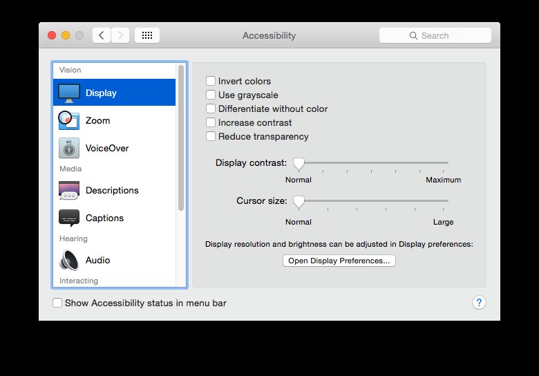 Make sure that before running this, "Display" is highlighted in Accessibility